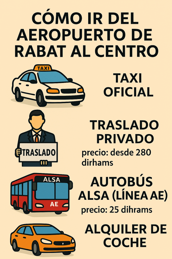 como ir del aeropuerto de rabat al centro